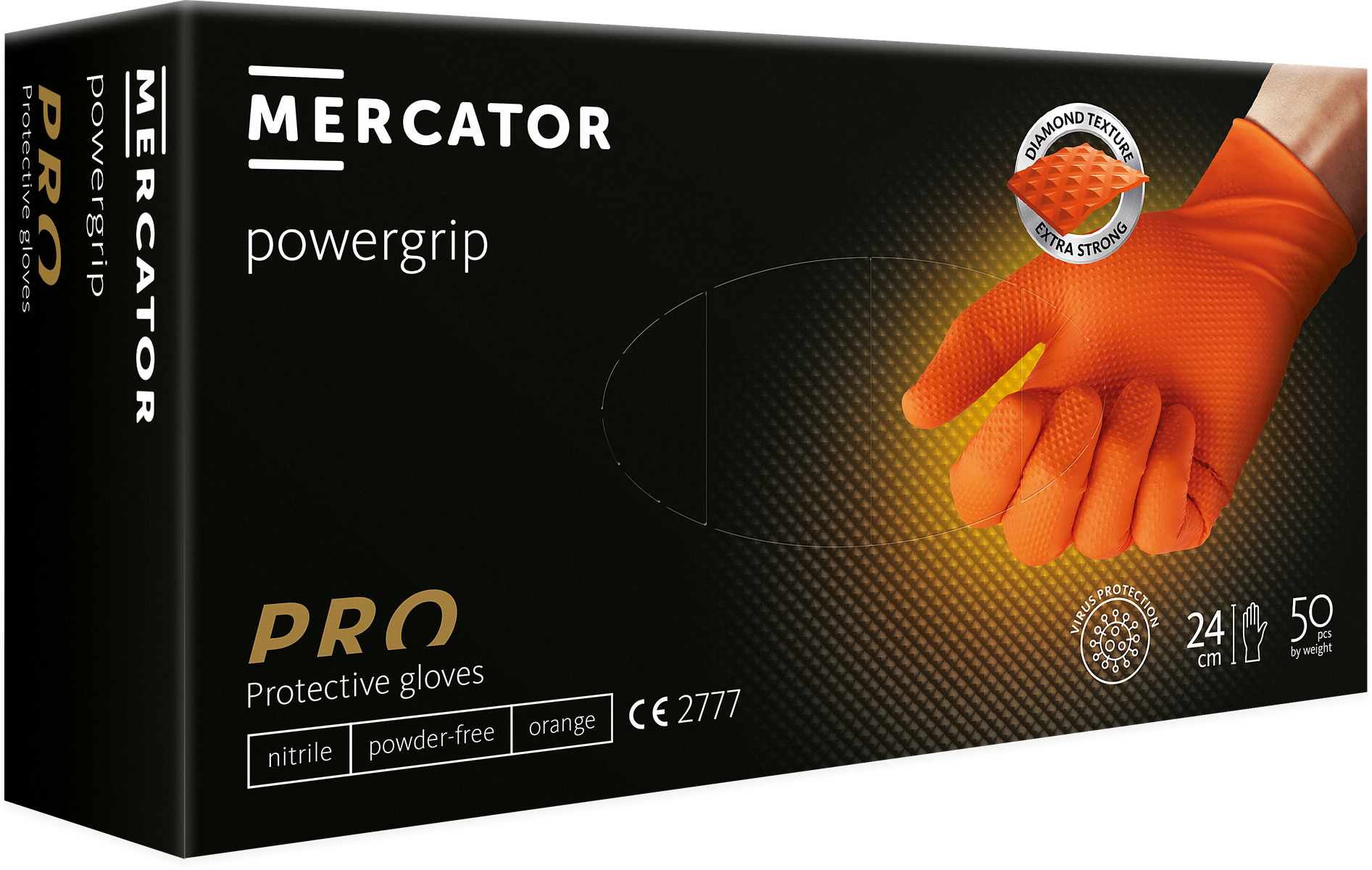 Manusi de protectie pentru diagnosticare bactericide power ® grip portocalii